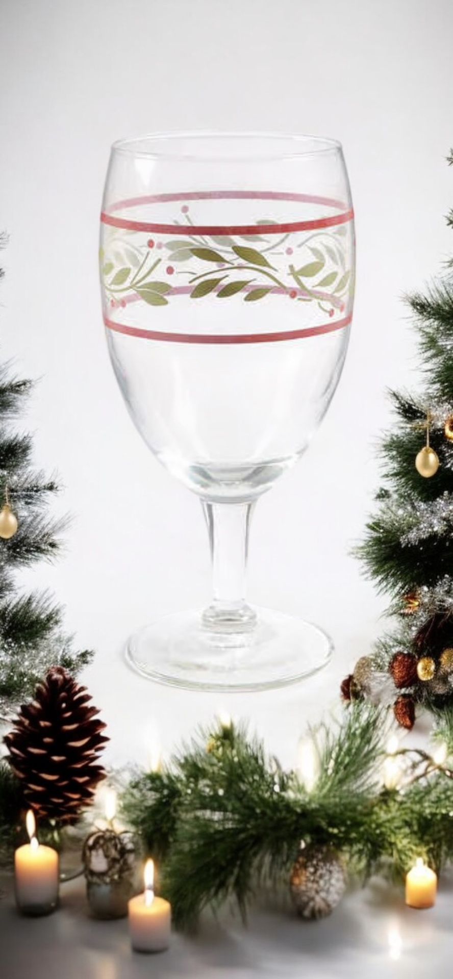 Royal Norfolk Holly Berry Goblets. Set Of 4. 2 Sets Available. Matching Tumblers Available