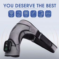 Heated Shoulder Brace Wrap, Cordless Shoulder Heating Pad Massager for Relax, Electric Heated Shoulder Massage with 3 Adjustable Vibrations for Men Wo