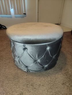 Gray shoe storage ottoman