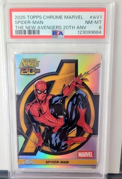 2025 Topps Chrome Marvel Spider-Man graded slab  PSA 8 #AV1