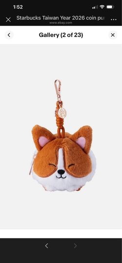 New Starbucks Taiwan Year 2026 Coin Purse Bag Wallet Pouch Plush Keychain Corgi