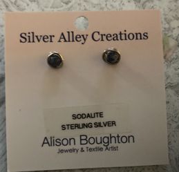Sterling Silver Earrings, Sodalite