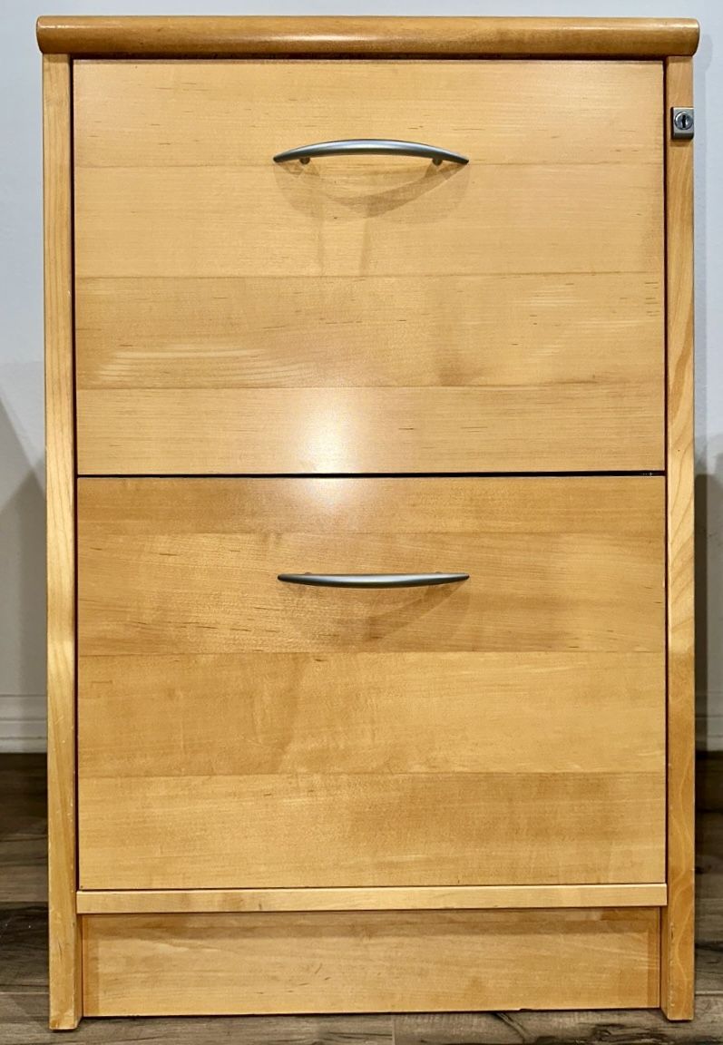 Wood 2 drawer Office Filing Cabinet With Key