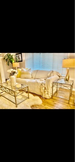 Queen sleeper sofa and love chair combo set ~78”