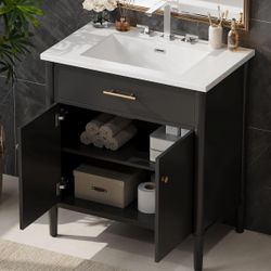 SALE! 31" Bathroom Vanity with Sink, Soft Close Doors, Adjustable Shelf