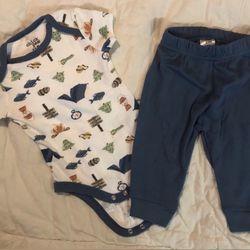 Chick pea White & Navy Onesie/Pants Set
