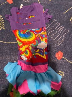 Girls Rainbow Costume Dress with Ruffles