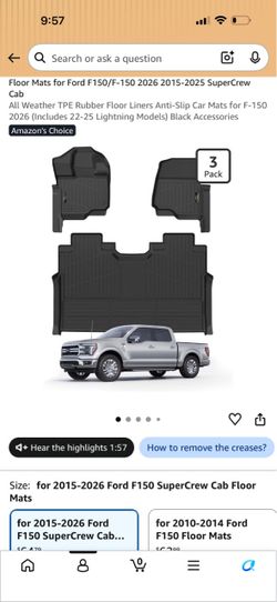 15-26 F150 super crew cab floor mats