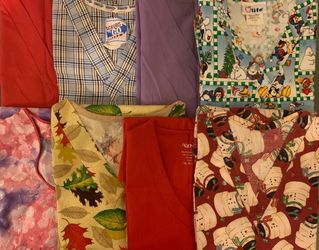 8 Large Scrub Tops- Fall & Holiday Prints