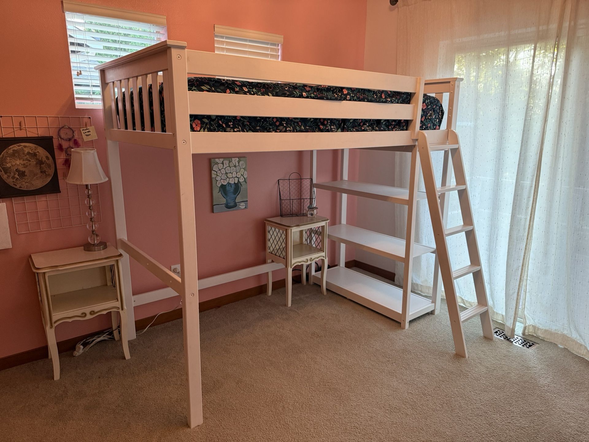 Max and Lily Loft Twin Bed with Shelves