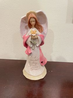 Angel Figurine with Flower and Sentiment