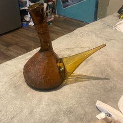 Vintage Parron In Molded Amber Wrapped In Leather