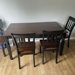 Hardwood Kitchen Table, 4 Chairs And A Bench