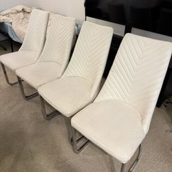 White Leather Dining Chairs