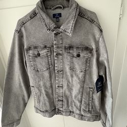 New mens denim grey jacket size L