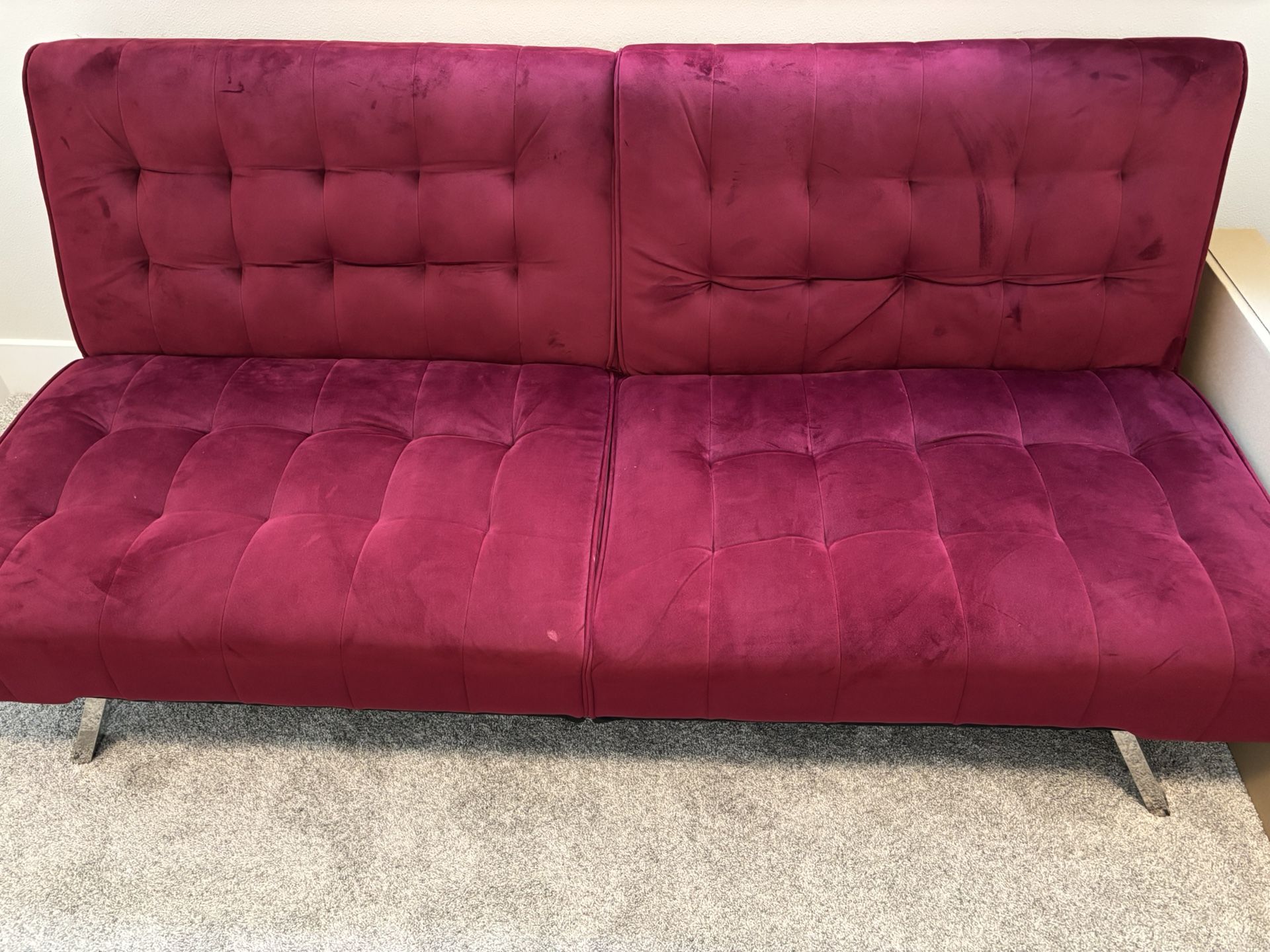 Burgundy Red Velvet Futon