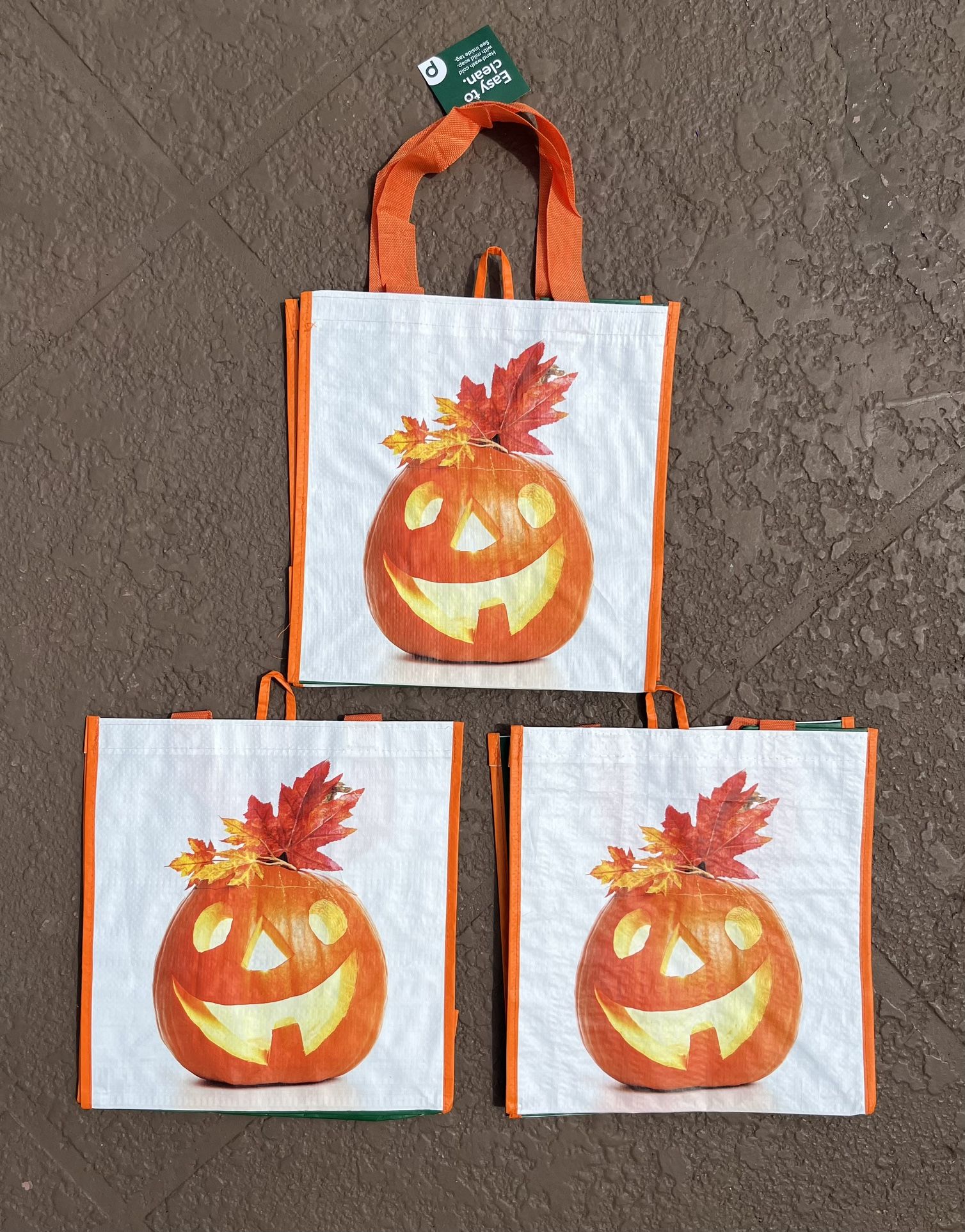 3 Brand new Halloween Jack-o-lantern reusable bags