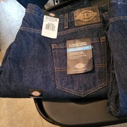 2 Pair Dickies Flannel Lined 5 Pocket Straight Leg Jeans Mens