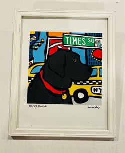 MARC TETRO "New York Black Lab" Framed Dog Print- 9 x 11"