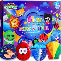 Sea Shell & Rock Painting Kit, 2 Pack Glow in The Dark DIY Arts & Crafts Gifts for Kids Ages 4-12