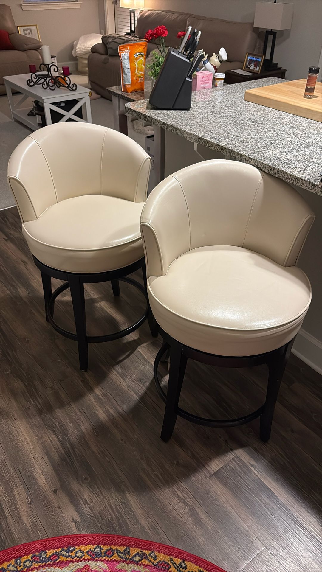 Pier One Leather Swivel Bar Chairs 