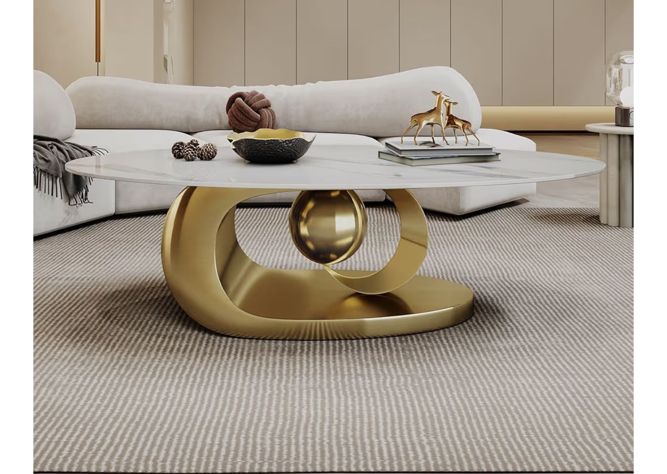 Modern Oval Marble Stone Coffee Table 