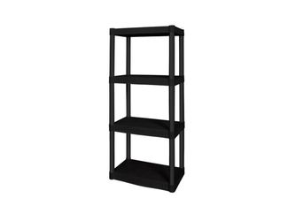 NEW! HYPER TOUGH 4 Shelf Black Plastic Shelving Unit