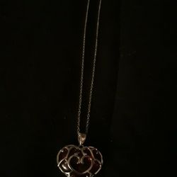 Silver Red Heart Necklace
