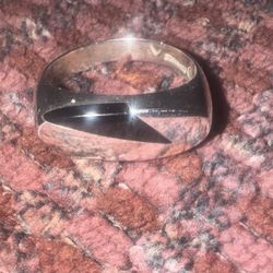 Vintage Solid Unisex Onyx & Sterling Ring, size 9