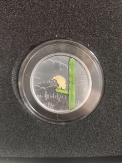Colorized Silver Coin Desert Eagle Cactus