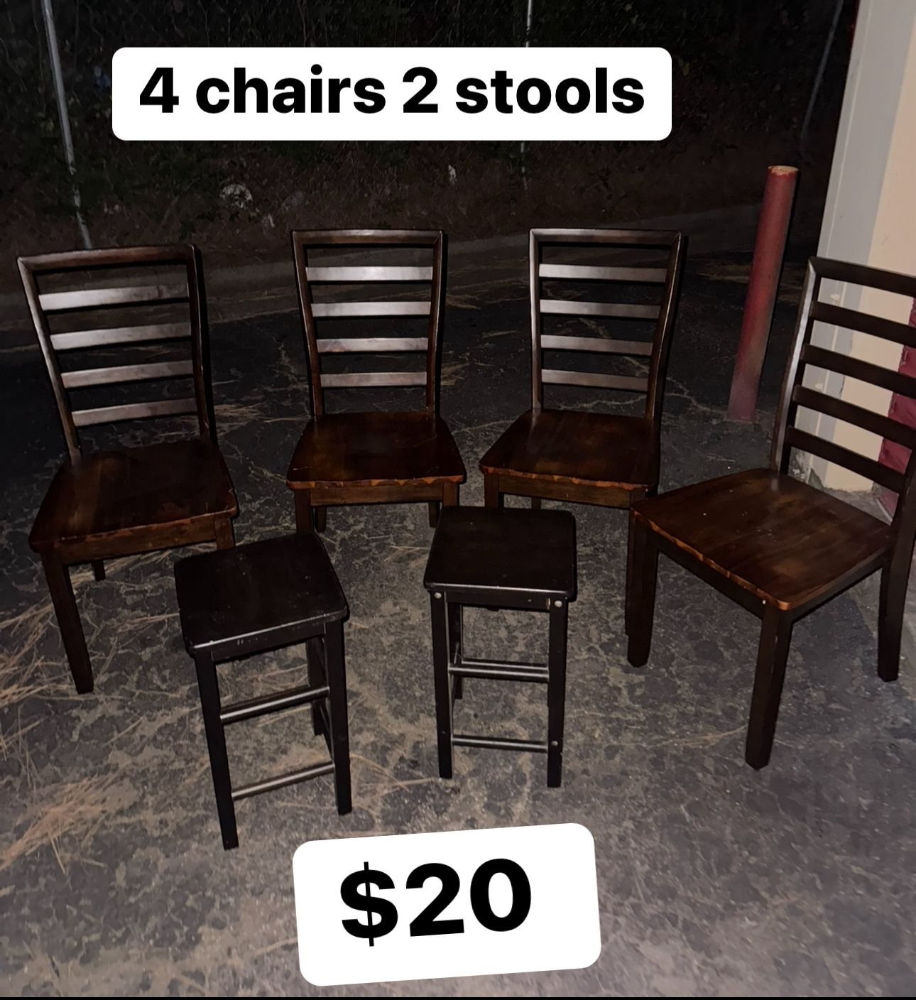 4 Dining Chairs 2 Stools