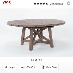 Dining Table Jaxon Round With Extension Solid Wood