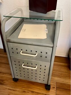 File cabinet drawer unit industrial style steel metal in rollers