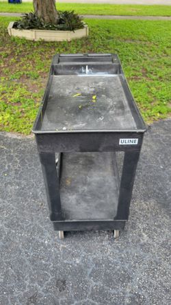 Uline Black Plastic Utility Cart on Wheels