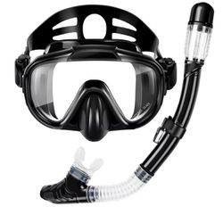 Adults Adjustable Snorkeling Set for Scuba Diving Swimming Training Kit Black