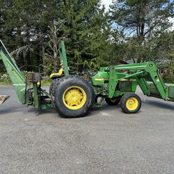 John Deere 2150 Tractor With Backhoe & 2 Buckets 