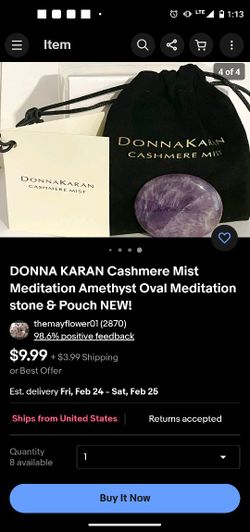 DONNA KARAN CASHMERE MIST AMETHYST STONE & POUCH