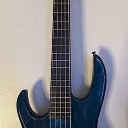 5 String Fretless Custom Chris Evans LeftHanded Bass Guitar Blue 90s