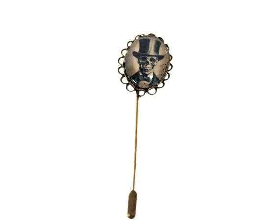 Unisex Boutonniere Pin Skeleton Skull Brooch – Gothic Victorian & Steampunk Aesthetic – "The Creole Cadaver"