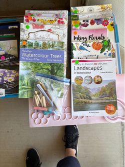 Watercolor books and supplies