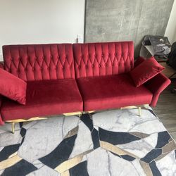 Red Velvet Sleeper Sofa- Give Best Offer