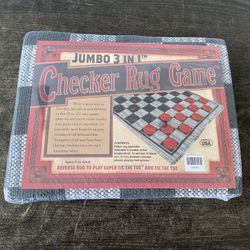 Checker Rug Game  3 in 1 Checkers and Tic-Tac-Toe (28" x 28") New
