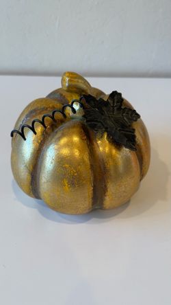 Pumpkin midnight gold ceramic 7” tall