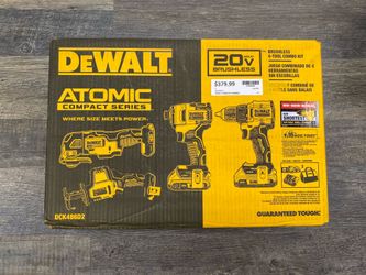 DEWALT DCK486D2 ATOMIC 20-VOLT CORDLESS BRUSHLESS COMBO KIT WITH 2X 2 AH BATTERIES, CHARGER, BAG