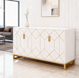 Brand New White and Gold Sideboard Buffet Cabinet (In Original Box)