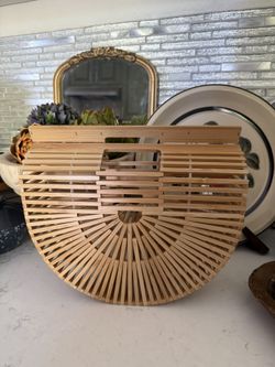Bamboo Half Moon Ark Style Handbag   Stylish bamboo half moon handbag. Natural wood color. Great for spring & summer
