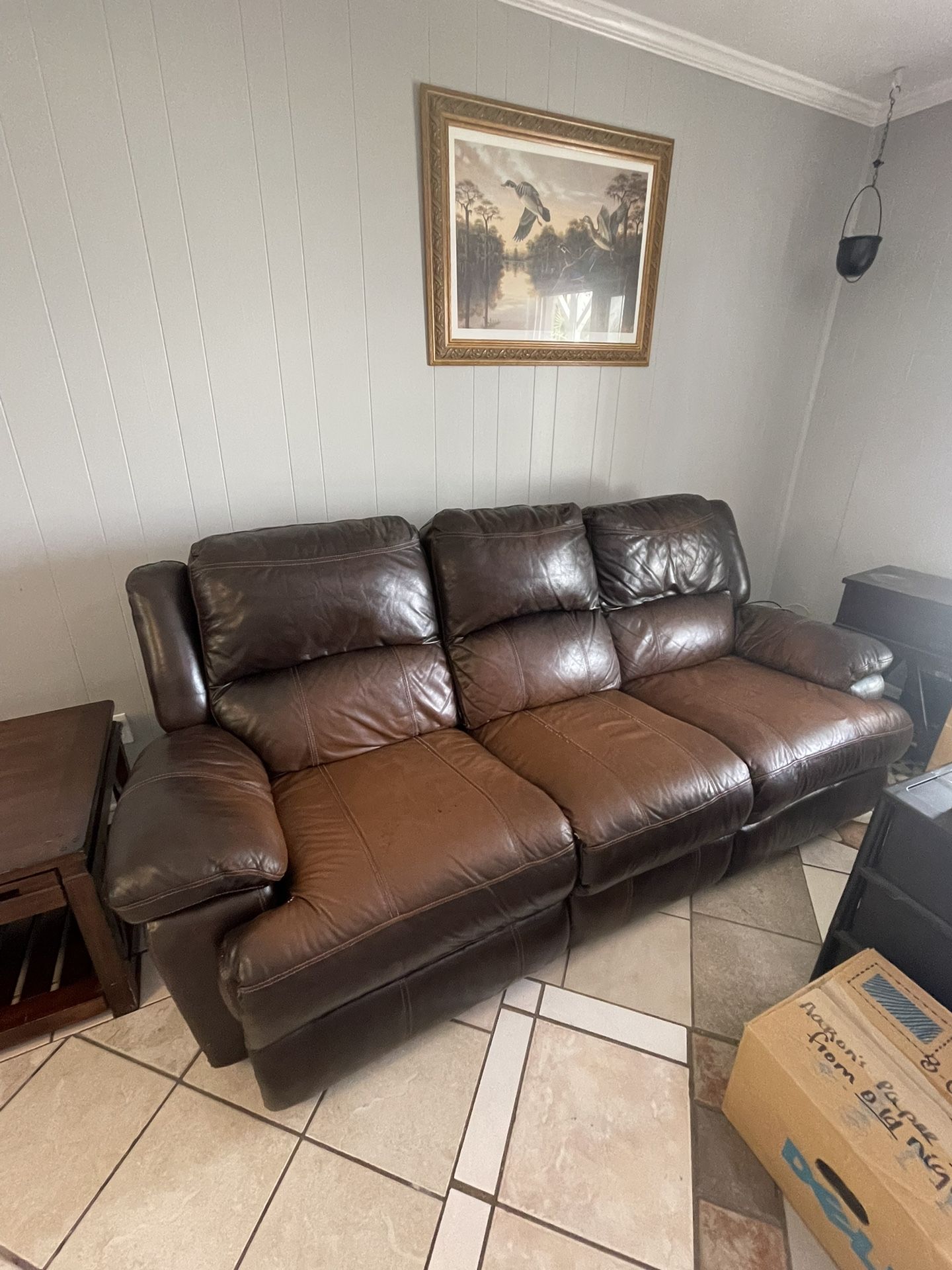 Leather Reclining Sofa