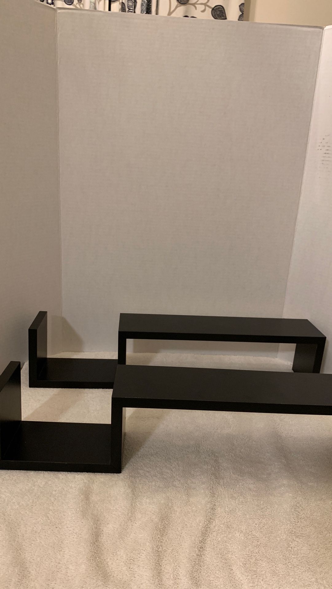 2 Black zig zag floating shelves