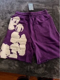 Purple Denim Tear Shorts