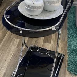 BLACK & SILVER BAR CART 